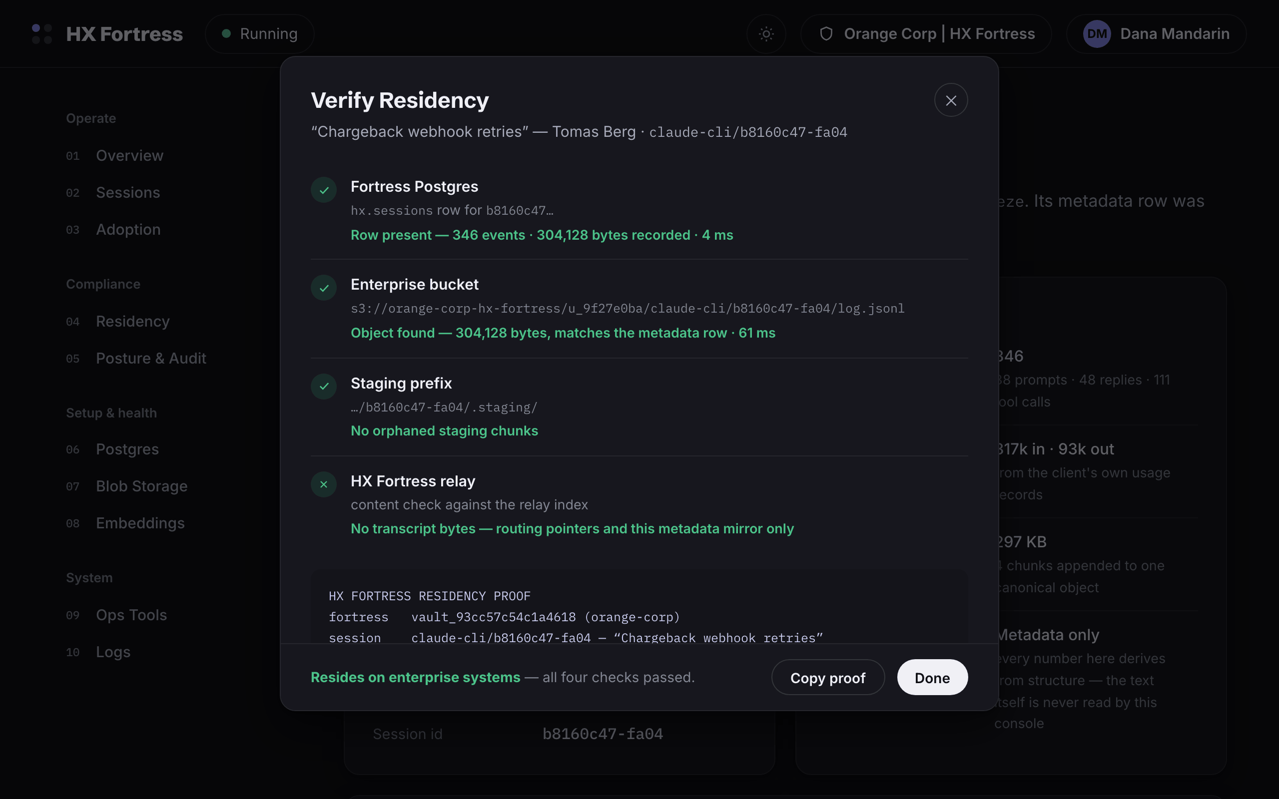 The Verify Residency dialog in the dark theme